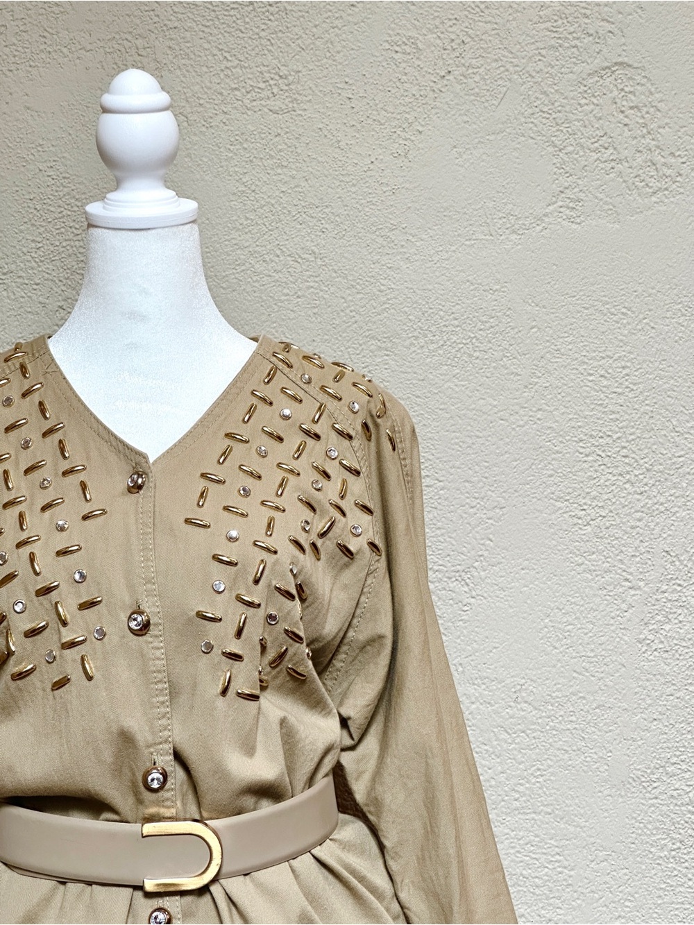 Matching Beige Two Piece Set with Gold Detailing